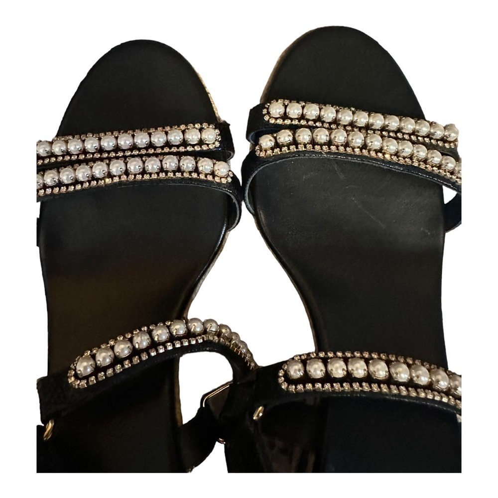 Rene Caovilla Pearly Leather Wedge Sandal, Black - Picture 5 of 10